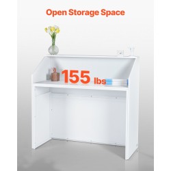 Vastaanottotiski MDF-levy valkoinen mitat 1180×500×1115 millimetriä