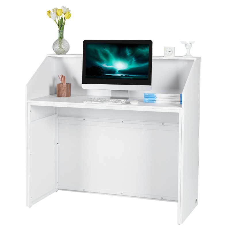 Vastaanottotiski MDF-levy valkoinen mitat 1180×500×1115 millimetriä