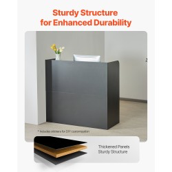 Vastaanottotiski MDF musta koko 1200 x 480 x 1100 mm lukittava laatikko