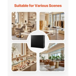 Vastaanottotiski MDF musta koko 1200 x 480 x 1100 mm lukittava laatikko