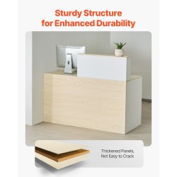 Vastaanottotiski MDF 1400 x 600 x 1100 mm lukittavalla laatikolla kassapisteeksi