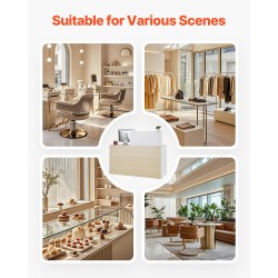 Vastaanottotiski MDF 1400 x 600 x 1100 mm lukittavalla laatikolla kassapisteeksi