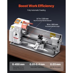 Metallisorvi valurauta-alumiinirunko 220mm 450mm kapasiteetti 1250W harjaton tasavirtamoottori automaattinen syöttö