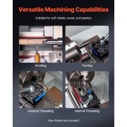 Metallisorvi valurauta-alumiinirunko 220mm 450mm kapasiteetti 1250W harjaton tasavirtamoottori automaattinen syöttö