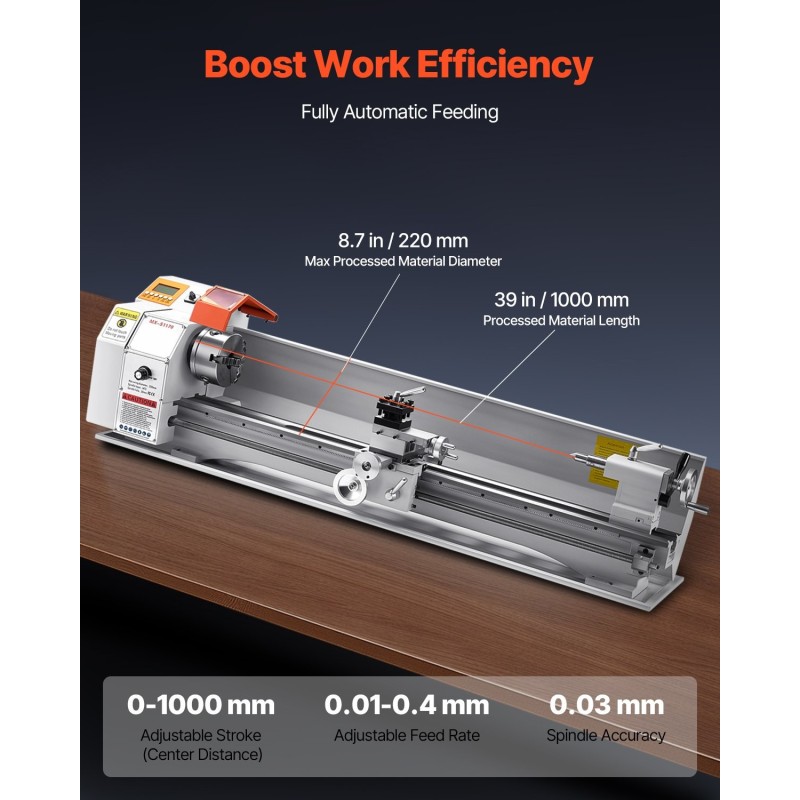 Penkkisorvi metalleille puulle muoville 1250W harjaton moottori automaattinen syöttö 1000 mm kärkiväli