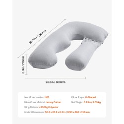 U-muotoinen raskausajan koko kehon tukityyny jerseypuuvillapäällisellä polyesteritäytteellä