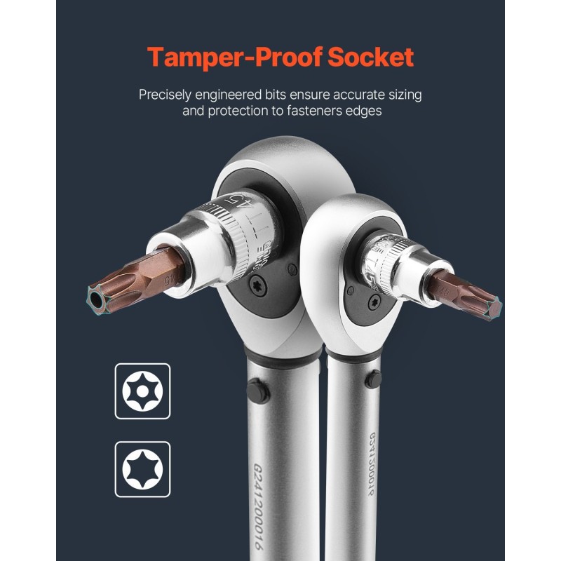 Torx-hylsyavainsarja 34-osainen S2-kärjet Cr-V-hylsyt T6–T70 turva-Torx-kärjillä PE-säilytyslaukulla