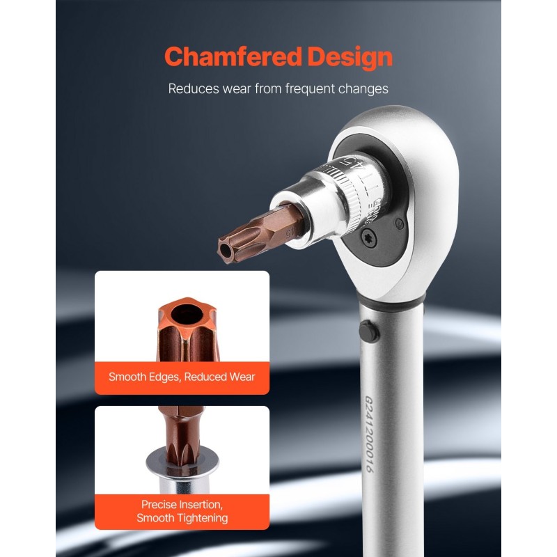 Torx-hylsyavainsarja 34-osainen S2-kärjet Cr-V-hylsyt T6–T70 turva-Torx-kärjillä PE-säilytyslaukulla