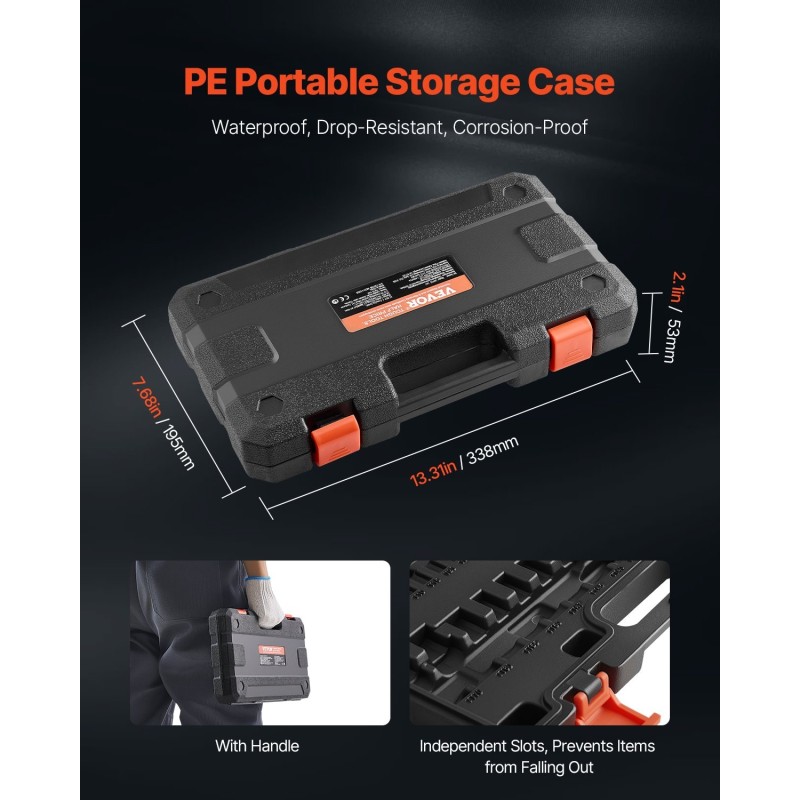 Torx-hylsyavainsarja 34-osainen S2-kärjet Cr-V-hylsyt T6–T70 turva-Torx-kärjillä PE-säilytyslaukulla