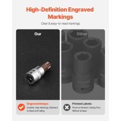 Torx-hylsyavainsarja 34-osainen S2-kärjet Cr-V-hylsyt T6–T70 turva-Torx-kärjillä PE-säilytyslaukulla