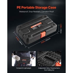 Kuusiokolohylsysarja 18-osainen tuuma ja metrinen koot 3–12 mm S2-seosteräksiset kärjet