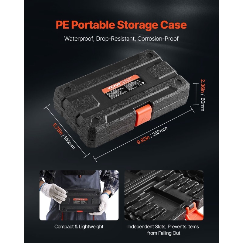 Kuusiokolohylsysarja 18-osainen tuuma ja metrinen koot 3–12 mm S2-seosteräksiset kärjet