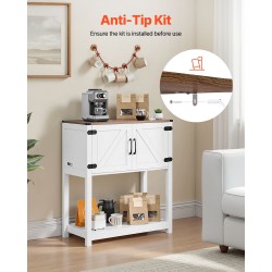 Kahvibaarikaappi 3-tasoinen melamiinipinnoitettu lastulevyrunko magneettilukolliset ovet 80x35x88 cm