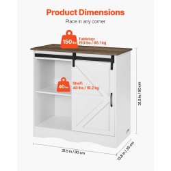 Kahvibaarikaappi maalaistyylinen 3-tasoinen melamiinipinnoitettu kaatumisenestolla olohuoneeseen