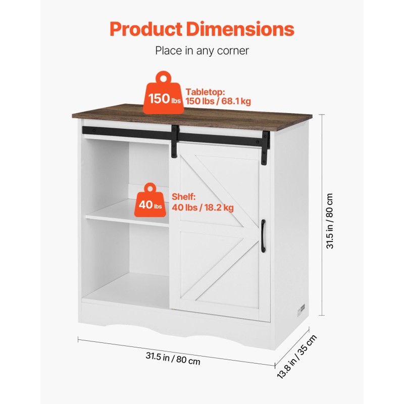 Kahvibaarikaappi maalaistyylinen 3-tasoinen melamiinipinnoitettu kaatumisenestolla olohuoneeseen