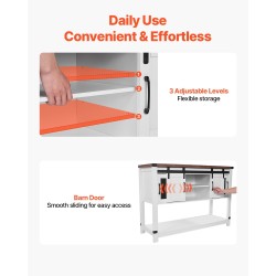 Kahvibaarikaappi maalaismainen melamiinipinnoitettu lastulevyrunko nelikerroksinen liukuovet pöytätaso