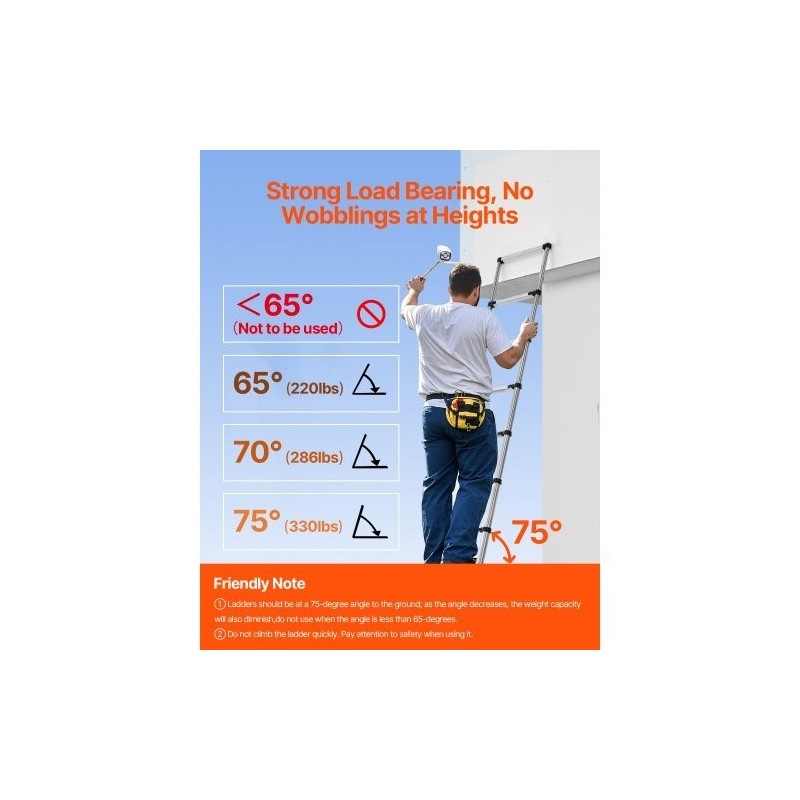 Teleskooppitikas ruostumattomasta teräksestä 13 porrasta 3740 mm 170 kg