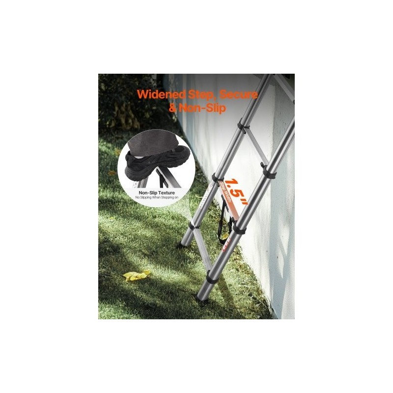 Teleskooppitikas ruostumatonta terästä pidentyvä 5030 mm 13 askelmaa liukumattomat jalat 170 kg