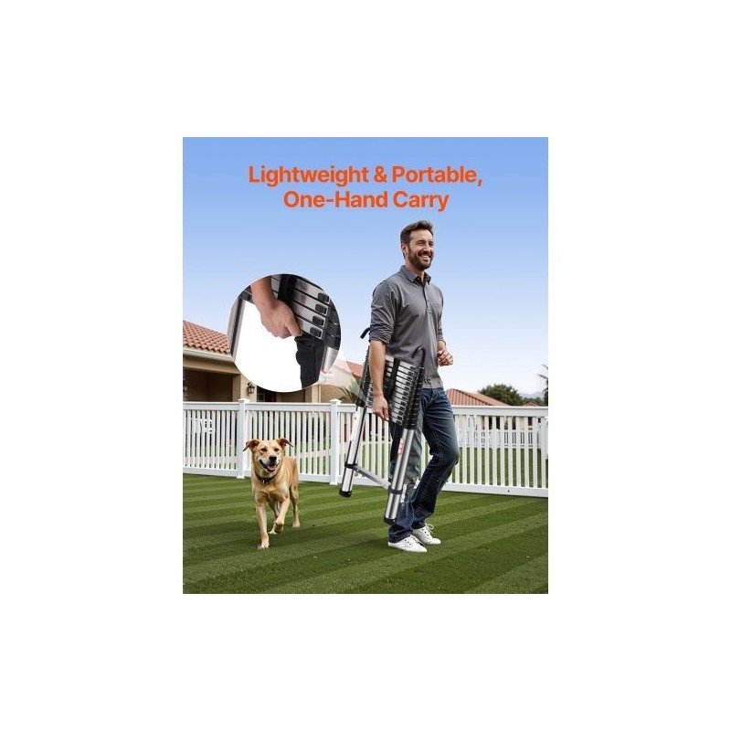 Teleskooppitikas ruostumatonta terästä pidentyvä 5030 mm 13 askelmaa liukumattomat jalat 170 kg