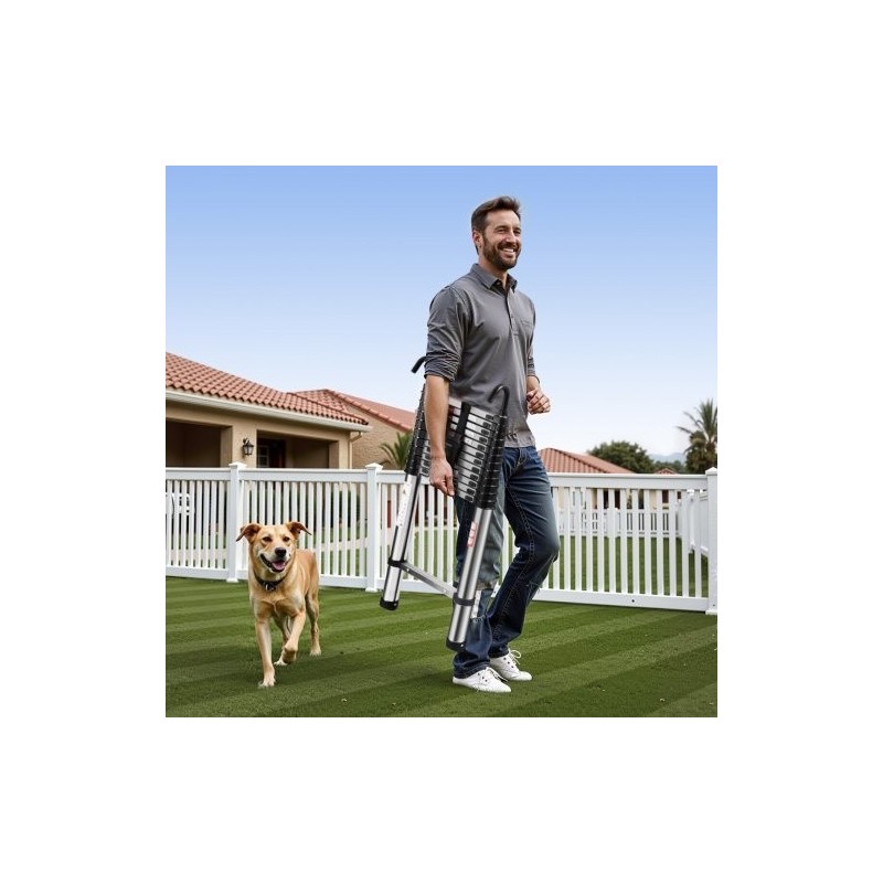 Teleskooppitikas ruostumatonta terästä pidentyvä 5030 mm 13 askelmaa liukumattomat jalat 170 kg