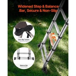 Teleskooppiset A-tikkaat ruostumattomasta teräksestä taitettavat korkeussäädettävät ja tukevat