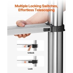 Teleskooppiset A-tikkaat ruostumattomasta teräksestä taitettavat korkeussäädettävät ja tukevat