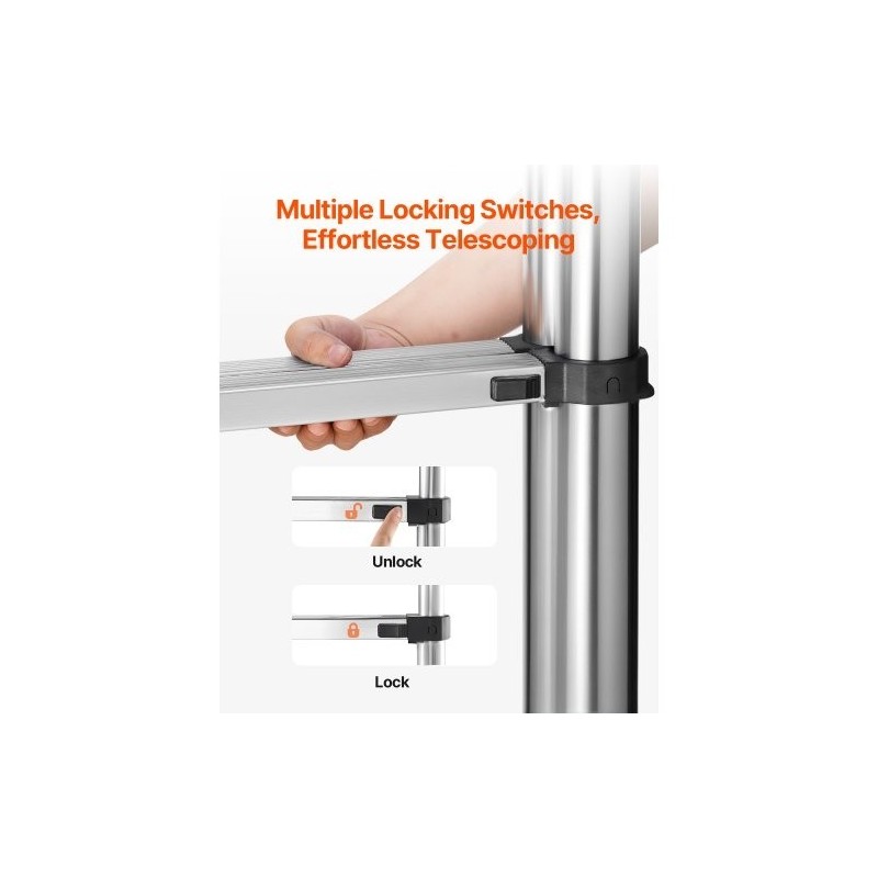 Teleskooppiset A-tikkaat ruostumattomasta teräksestä taitettavat korkeussäädettävät ja tukevat