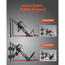 Säädettävä jalkaprässi ja hackkyykkylaite hiiliteräsrunko 7-portainen kotikuntosalille