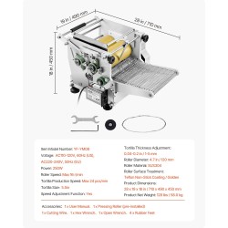 Automaattinen tortillakone ruostumatonta terästä SUS304 5,5-tuumainen 1–5 mm 1400 kpl/tunti