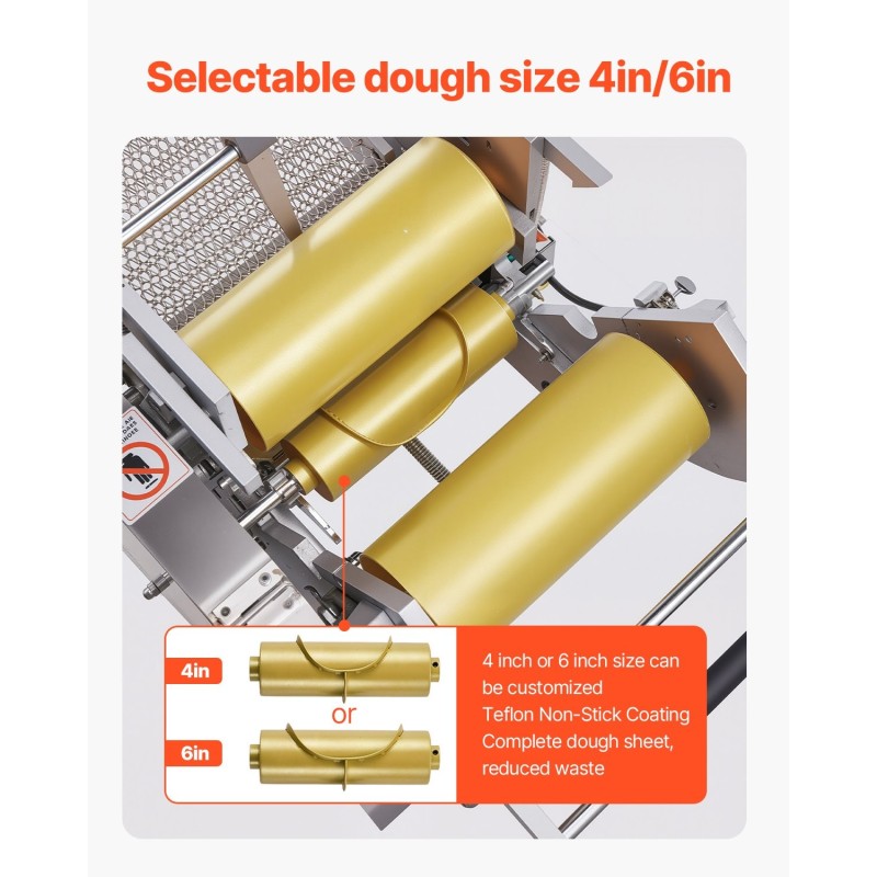 Sähköinen tortillakone SUS304 ruostumaton teräs 4- ja 6-tuumaiset 1-5 mm paksuus