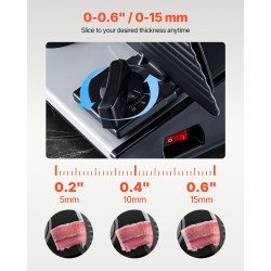 Sähkökäyttöinen lihaleikkuri kotikäyttöön 180W 7,5 tuuman SUS420 terä 0–15 mm