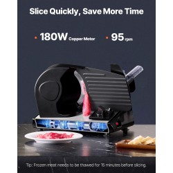 Sähkökäyttöinen lihaleikkuri kotikäyttöön 180W 7,5 tuuman SUS420 terä 0–15 mm