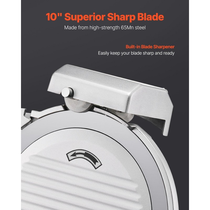 Lihaleikkuri 10-tuumainen sähköinen 180 W moottori säädettävä paksuus 0–10 mm