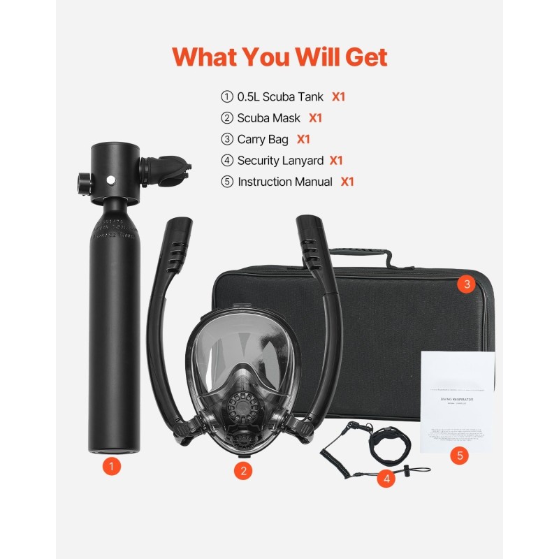 Paineilmasäiliö 0,5 l alumiini 6061 matalasukellukseen 10 m