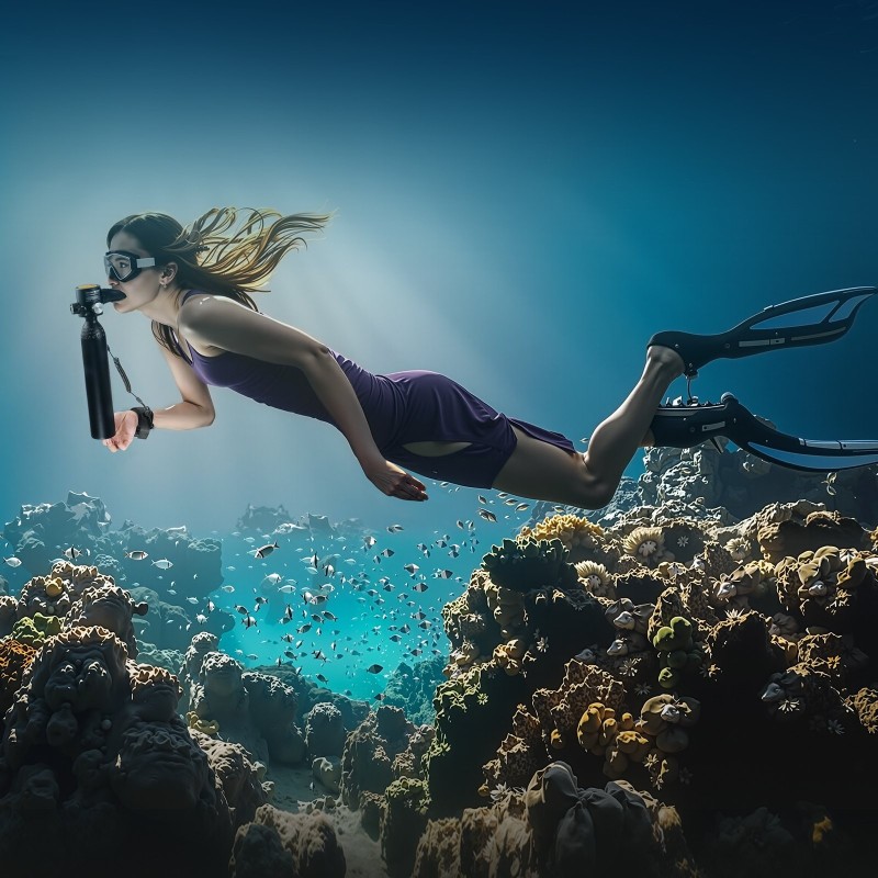 Sukelluspullo 0,5 l alumiini 6061 musta maksimisukellussyvyys 30 m