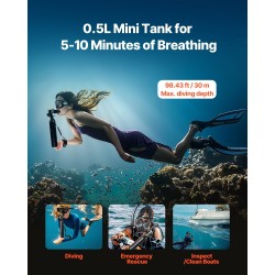 Sukelluspullo 0,5 l kompakti alumiini 6061 mataliin sukelluksiin aloittelijoille