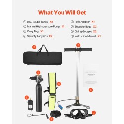 Sukelluspullo alumiini 6061 0,5 l kannettava lyhyisiin sukelluksiin käsipumpulla