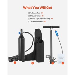 Sukelluspullo yhden litran alumiininen kannettava snorklaukseen ja lyhyisiin sukelluksiin