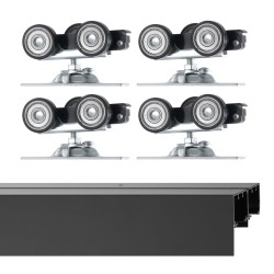 Liukuovikiskosarja alumiiniseos 1219 mm kahden oven järjestelmään 35–45 mm ovipaksuudelle