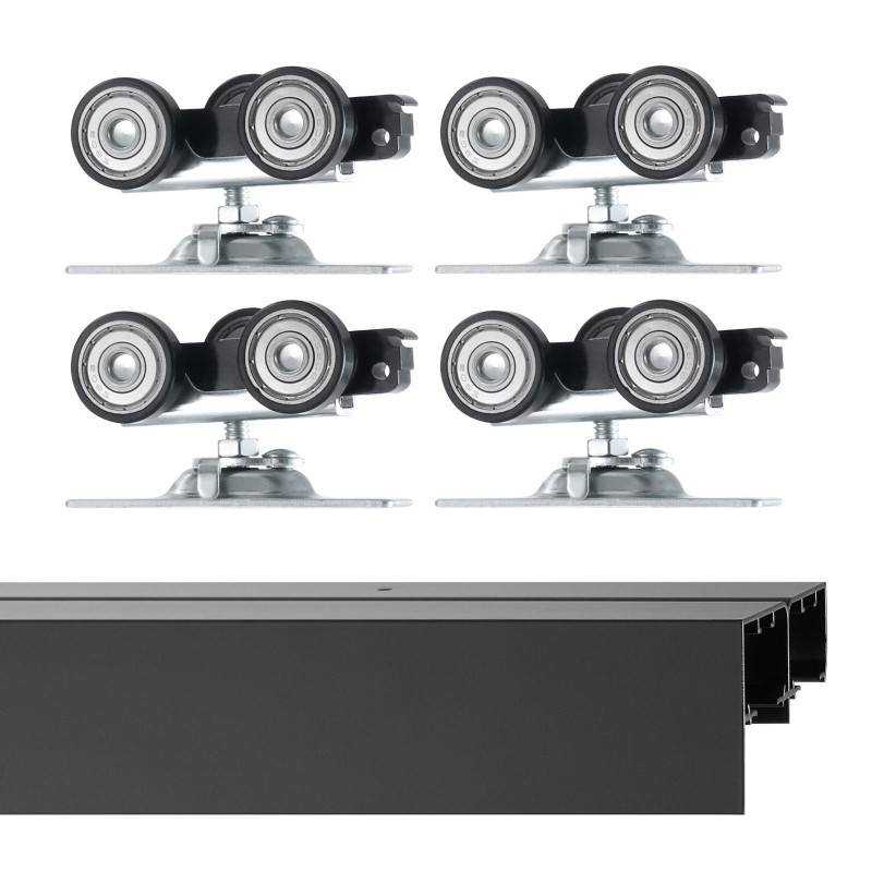 Liukuovikiskosarja alumiiniseos 1219 mm kahden oven järjestelmään 35–45 mm ovipaksuudelle