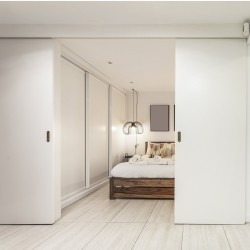 Ohitusliukuoven kiskosarja alumiiniseos 1524 mm kahdelle ovelle kolmipyöräisillä ripustimilla