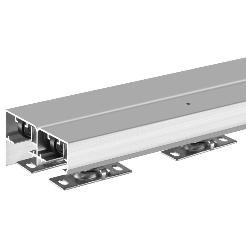 Ohitusliukuoven kiskosarja alumiiniseos 1524 mm kahdelle ovelle kolmipyöräisillä ripustimilla