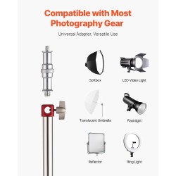 Kolmijalkainen valojalusta pyörillä ruostumaton teräs 1463–2987 mm 20 kg kantavuus