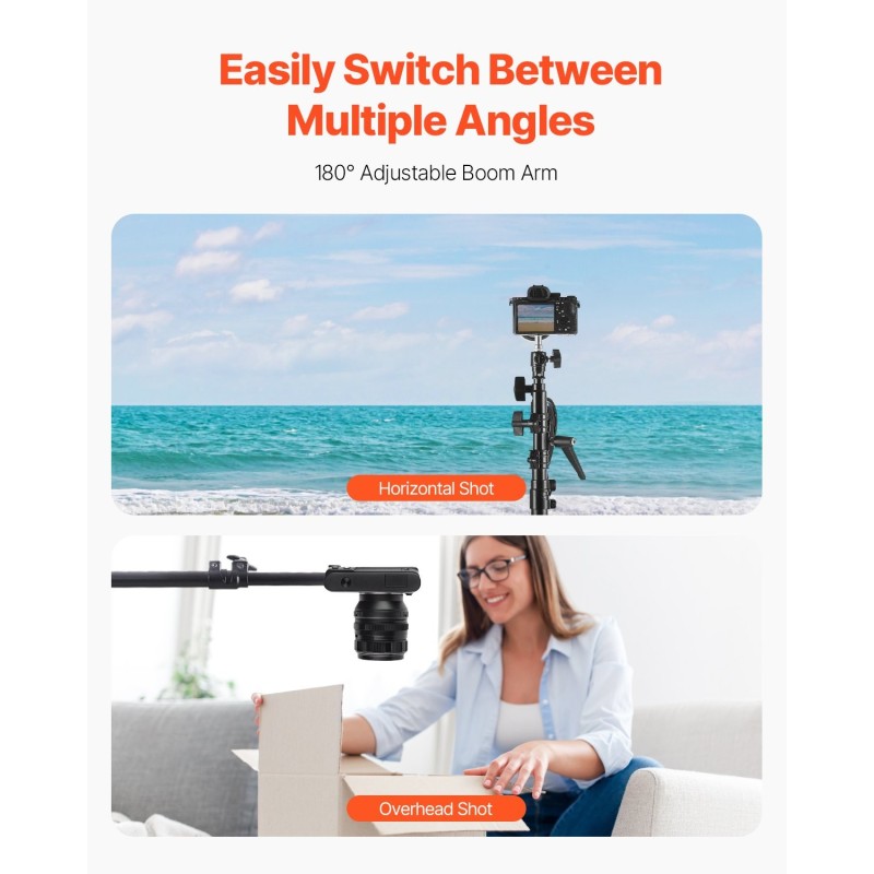 Kolmijalkainen valaisinjalusta alumiiniseos ja rautarunko ilmatyynyvaimennettu puomivarrella 1140–4000 mm