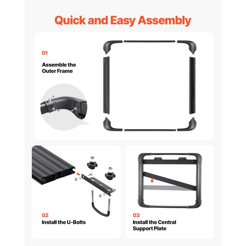Kattotelineen tavarakori alumiini ja muovi 120 x 100 cm 68 kg