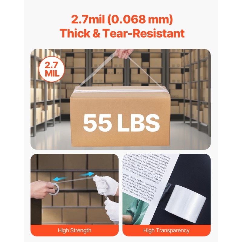 Läpinäkyvä pakkausteippi akryyliliimalla 47,8 mm 22,86 m 6 rullaa