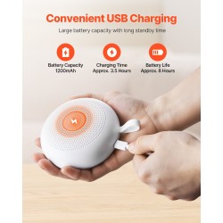 Valkoinen kohinaäänilaite kannettava 30 ääntä ladattava akku pehmeä rengasvalo ajastin muistitoiminto