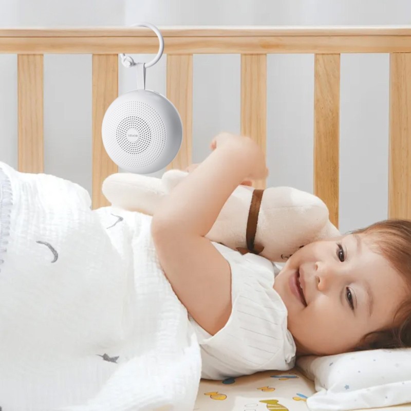 Valkoinen kohinaäänilaite kannettava 30 ääntä ladattava akku pehmeä rengasvalo ajastin muistitoiminto