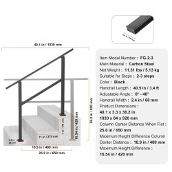 Käsijohde hiiliteräksinen musta 2–3 askelmaa säädettävä kulma 0–40 astetta