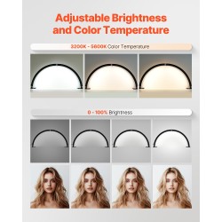 Puolikuun muotoinen LED-pöytävalo säädettävällä 3200–5600K värilämpötilalla alumiiniseosjalalla kynsi- ja ripsityöhön